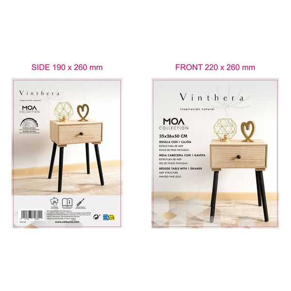 Nachttisch Vinthera Moa Stahl natürlich 35 x 26 x 50 cm