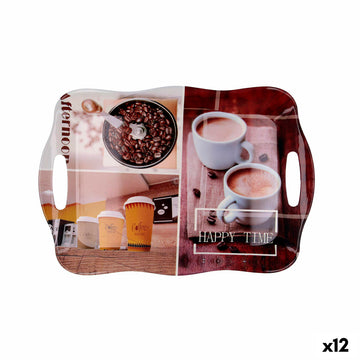 Frühstückstablett Quid Habitat Bunt Kunststoff 34 x 25 x 2 cm Mit Griffen Kaffee (12 Stück)