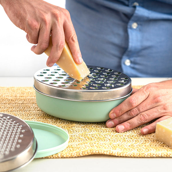 Reibe mit Auffangbehälter Quid Ozon grün Metall 17 x 12 x 7 cm (12 Stück)