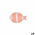 Schüssel Quid Kaleido Koralle aus Keramik Fisch 14 x 9 x 3 cm (4 Stück)