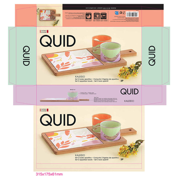Servier-Set Quid Kaleido Bunt Holz 31 x 17 x 6 cm 4 Stücke