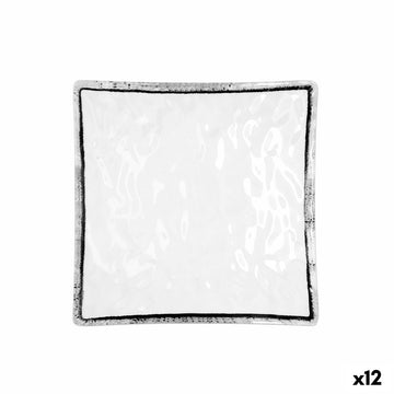 Flacher Teller Quid Select Filo Weiß Schwarz Kunststoff karriert 19 x 19 x 4,5 cm (12 Stück)