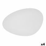 Tablett für Snacks Bidasoa Fosil Weiß aus Keramik Tonerde Oval 39,1 x 26,3 x 3,4 cm (4 Stück)