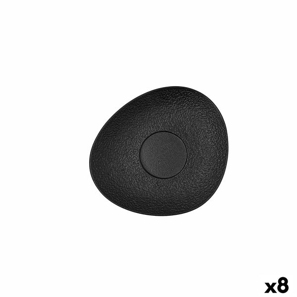 Teller Bidasoa Fosil Schwarz aus Keramik Tonerde 15,8 x 13,8 x 2 cm Kaffee (8 Stück)