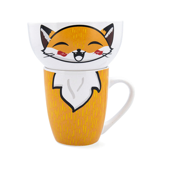 Tassensatz Quid Zoo Bunt aus Keramik Fuchs