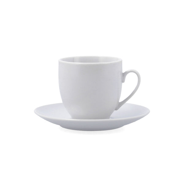 Tasse mit Untertasse Quid New Renova Weiß aus Keramik 200 ml (6 Stück)