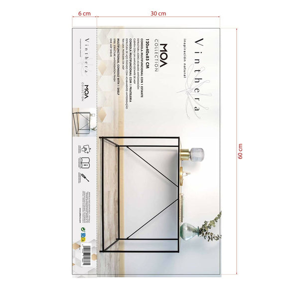 Beistelltisch Vinthera Moa Schwarz Beige 120 x 85 x 40 cm