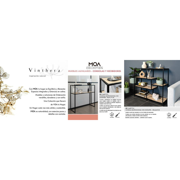 Beistelltisch Vinthera Moa Schwarz Beige 100 x 90 x 34 cm