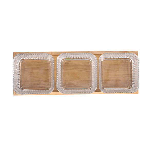 Satz für Appetithäppchen Quid Trend Braun Durchsichtig Glas Bambus