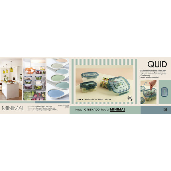 Lunchbox-Set Quid Minimal grün Kunststoff 500 ml 1 L 1,8 L 3 Stücke