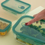 Lunchbox-Set Quid Minimal grün Glas 330 ml 800 ml 1,8 L 3 Stücke