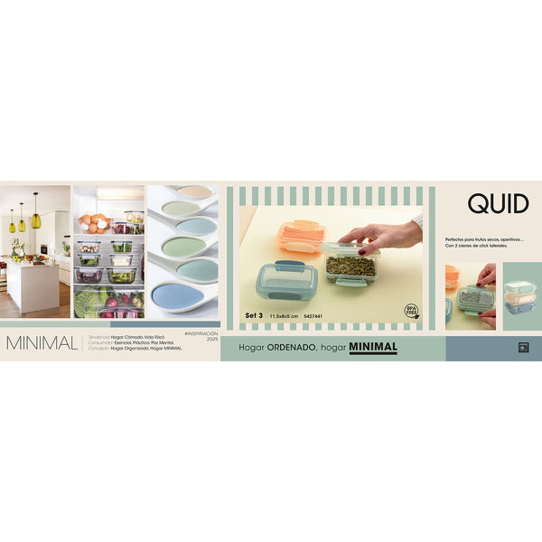 Stapelbares luftdichtes Küchenbehälterset Quid Minimal 11,5 x 8 x 5 cm 3 Stücke