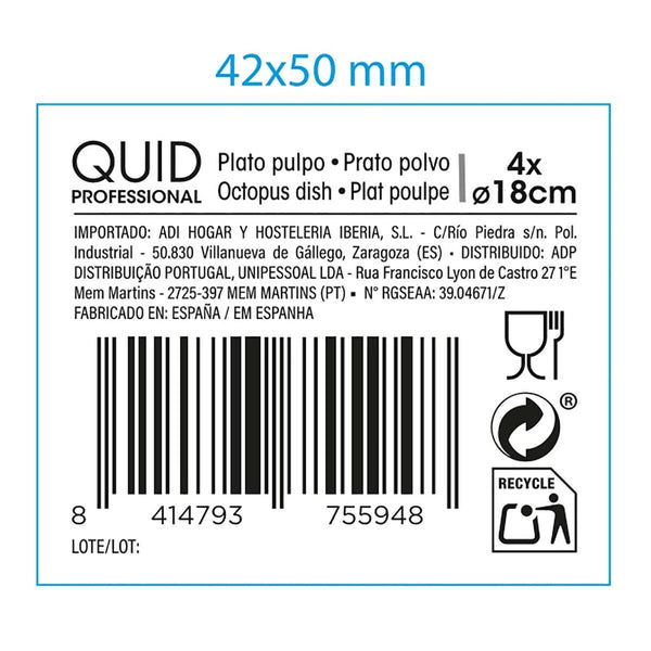 Tablett für Snacks Quid Professional Pulpo Beige 18 cm 4 Stück
