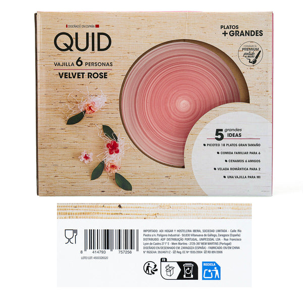 Geschirr Quid Velvet Rosa aus Keramik 18 Stücke