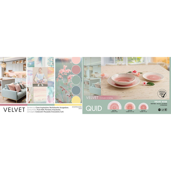 Geschirr Quid Velvet Rosa aus Keramik 18 Stücke