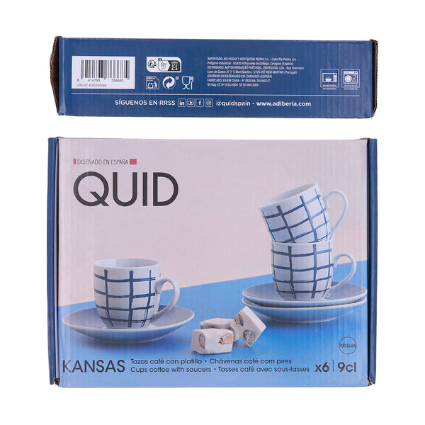 Tasse mit Untertasse Quid Kansas Blau aus Keramik 90 ml (6 Stück)