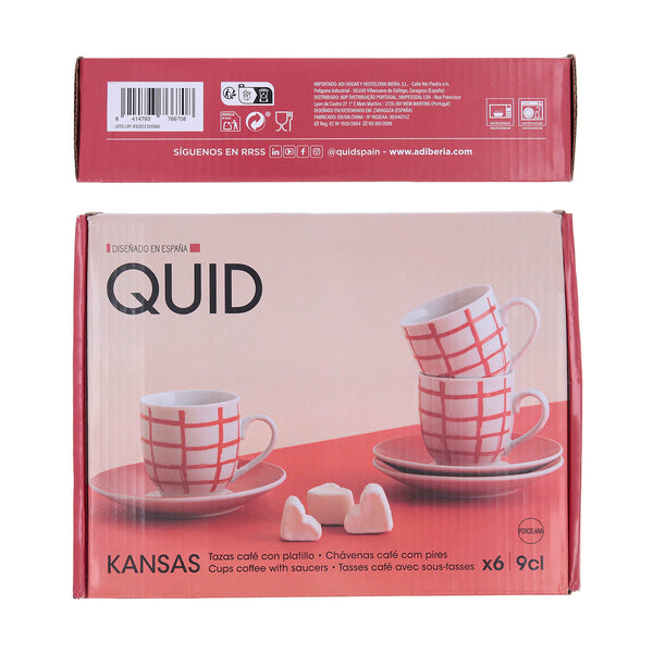 Tasse mit Untertasse Quid Kansas Rot aus Keramik 90 ml (6 Stück)