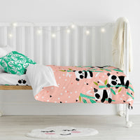 Bettbezug-Set HappyFriday Moshi Moshi Panda Garden Rosa Babybettchen 2 Stücke