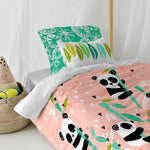 Bettbezug-Set HappyFriday Moshi Moshi Panda Garden Rosa Einzelmatratze 2 Stücke