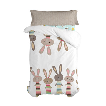 Bettbezug-Set HappyFriday Moshi Moshi Rabbit Family Bunt Einzelmatratze 2 Stücke