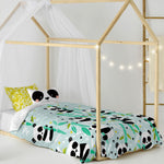 Bettbezug-Set HappyFriday Moshi Moshi Panda Garden Blue Blau Einzelmatratze 2 Stücke