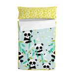 Bettbezug mit Füllung HappyFriday Moshi Moshi Panda Garden Blue Blau 105 x 200 cm