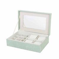 Box-Schmuckkästchen Versa grün Polyester Pappe Spiegel 16 x 7,8 x 25 cm
