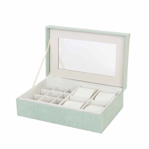 Box-Schmuckkästchen Versa grün Polyester Pappe Spiegel 16 x 7,8 x 25 cm