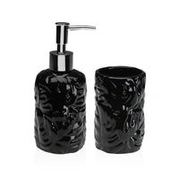 Badezimmer Set Versa Schwarz Dolomite 6,8 x 17 x 6,8 cm