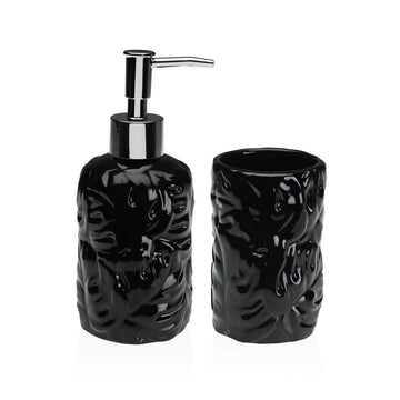Badezimmer Set Versa Schwarz Dolomite 6,8 x 17 x 6,8 cm