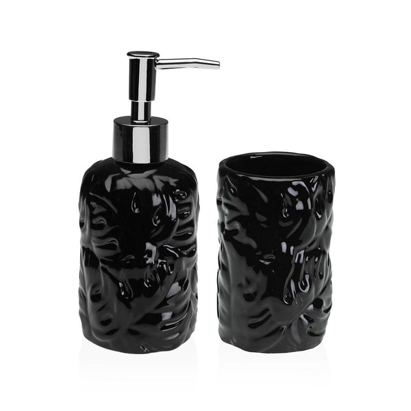 Badezimmer Set Versa Schwarz Dolomite 6,8 x 17 x 6,8 cm
