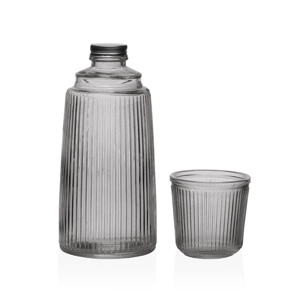 Wasserflasche Versa Schwarz Glas Aluminium 10,3 x 26 x 10,3 cm