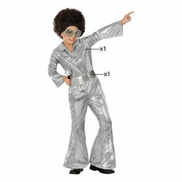Verkleidung für Kinder Disco Silberfarben