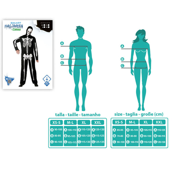 Verkleidung für Erwachsene Schwarz Skelett M/L