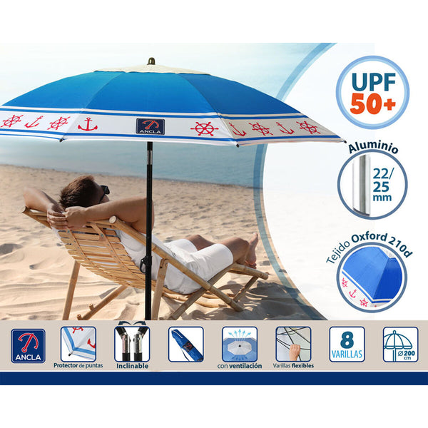 Sonnenschirm Blau Ø 200 cm SPF50+ Anker