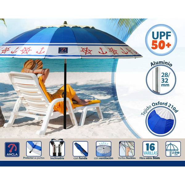 Sonnenschirm Blau Ø 240 cm SPF50+ Anker