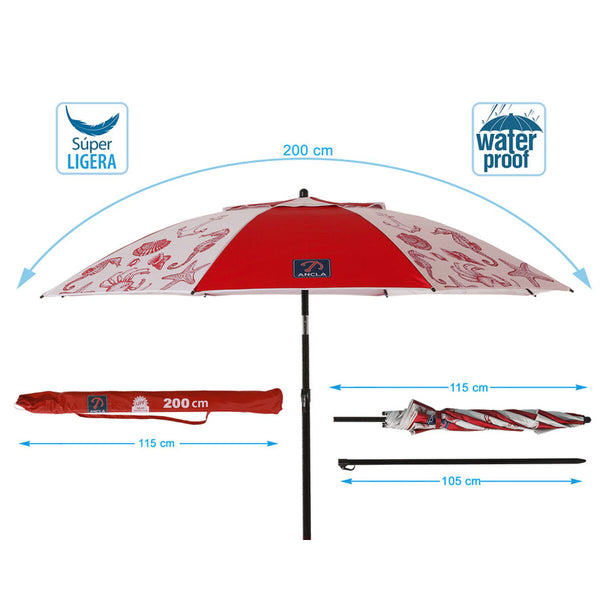 Sonnenschirm Rot Ø 200 cm SPF50+ Marineblau