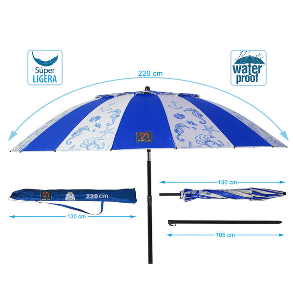 Sonnenschirm Blau Ø 220 cm SPF50+ Marineblau