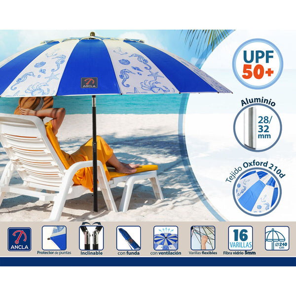 Sonnenschirm Blau Ø 240 cm SPF50+ Marineblau