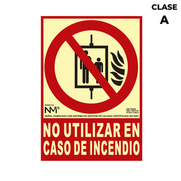 Schild Normaluz No utilizar en caso de incendio PVC