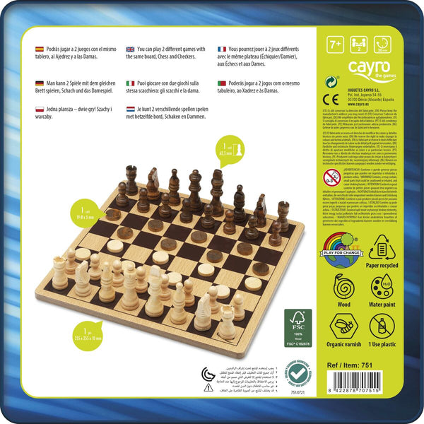Schach- und Dame-Brett Cayro 751 Holz