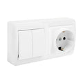 Steckdose Solera mur36u Schuko Bipolar Double Schalter/Weiche Auslöser Weiß Oberfläche 16 A