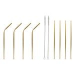 Trinkhalm wiederverwendbar DKD Home Decor Gold Edelstahl