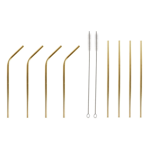 Trinkhalm wiederverwendbar DKD Home Decor Gold Edelstahl