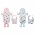 Bekleidungs-Set DKD Home Decor Blau Rosa 0-6 Monate Baumwolle Sterne (2 Stück)