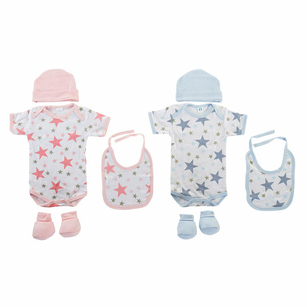 Bekleidungs-Set DKD Home Decor Blau Rosa 0-6 Monate Baumwolle Sterne (2 Stück)
