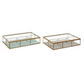 Box-Schmuckkästchen DKD Home Decor Kristall Metall grün Hellgrau (27 x 15 x 5,5 cm) (2 Stück)