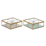 Box-Schmuckkästchen DKD Home Decor grün Hellgrau Metall Kristall 15 x 15 x 5,5 cm (2 Stück)