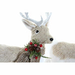 Weihnachtsschmuck DKD Home Decor Beige Polyester Weiß polystyrol Rentier (9 x 24 x 33 cm)