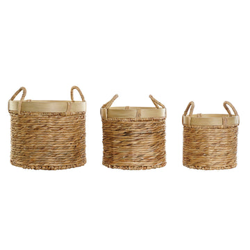 Korb-Set DKD Home Decor Braun natürlich Bambus Binsen Tropical 35 x 35 x 30,5 cm 35 x 35 x 31 cm 3 Stücke